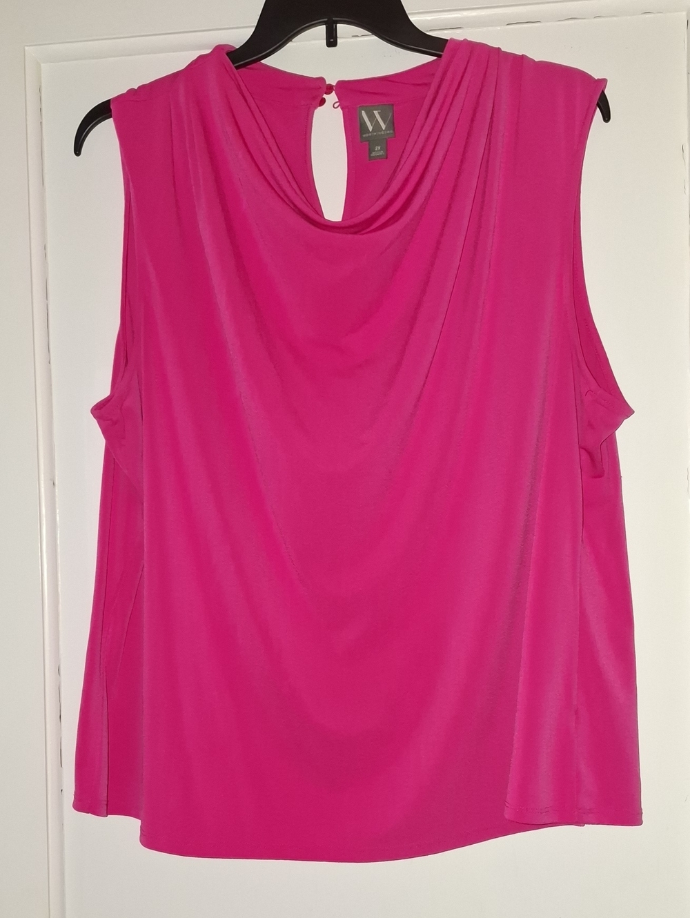 Worthington Fuchsia Sleeveless Draped Neck Blouse Sz 2X